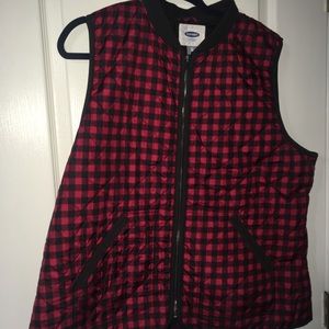 Old Navy Plaid Gingham Red and Black Vest